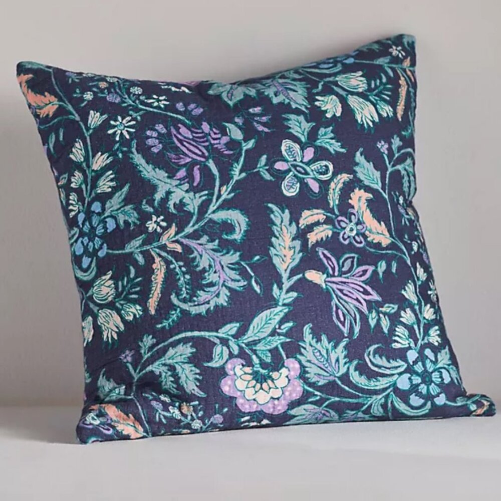 ANTHROPOLOGIE Iluka‎ Square Cushion Navy Throw Pillow NEW WITH TAG